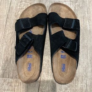 Brand new, never work black Birkenstock Arizona sandals